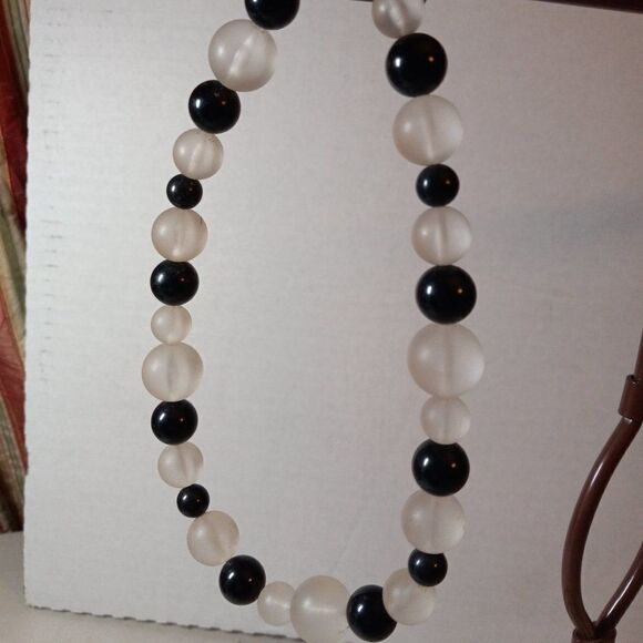 Vintage Black and Opague Beaded Choker - Picture 1 of 7